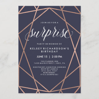 Blaue und geometrische Mitternachtslinien | Einladung