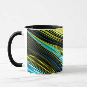 Blaue und goldene abstrakte Seiden- und Satinrolle Tasse