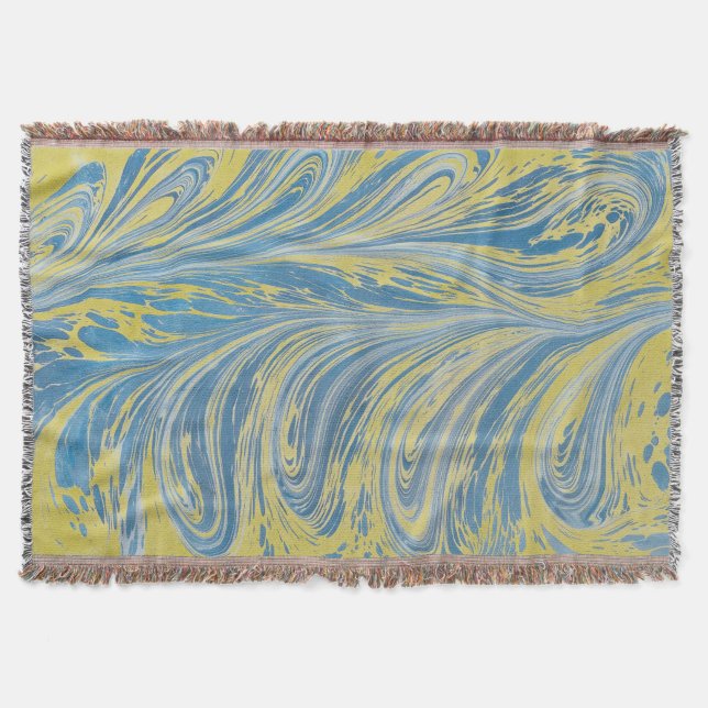 Blaue und goldene abstrakte Welle Decke (Vorderseite)