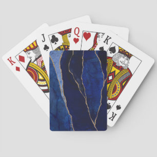 Blaue und goldene Achat Moderne Glamour Minimal Spielkarten