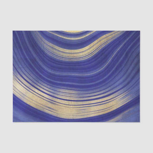 Blaue und goldene Agate-Muster Seidenpapier (Vorderseite)