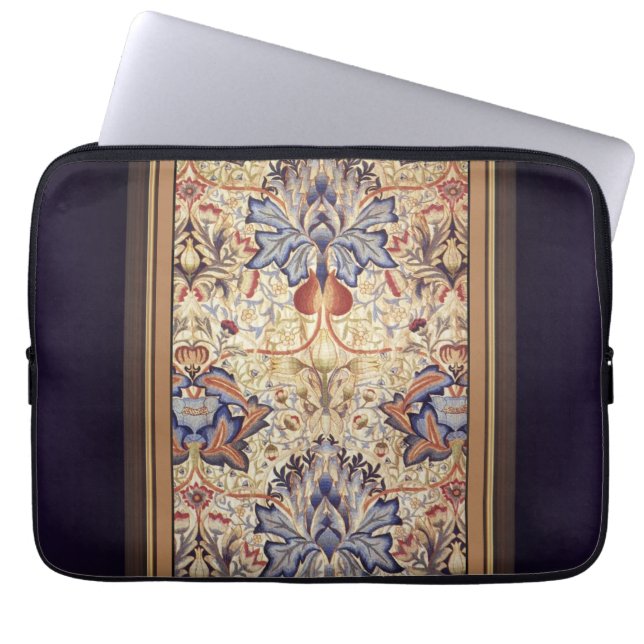 Blaue und goldene Blumen Laptopschutzhülle (Vorderseite)