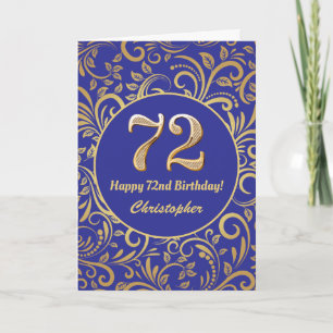 Blaue und goldene Blumenmuster der 72. Karte