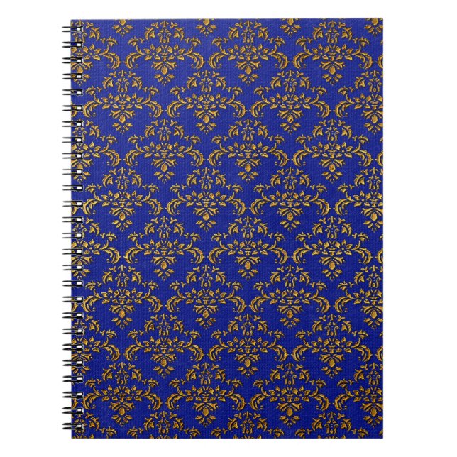 Blaue und goldene Damaskusmuster Notizblock (Vorderseite)