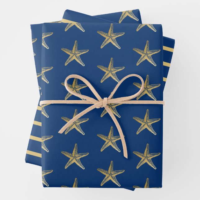 Blaue und goldene Eisenstange Geschenkpapier Set (Beispiel)
