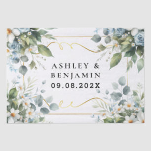 Blaue und goldene elegante florale rustikale Wasse Seidenpapier