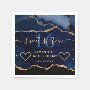 Blaue und goldene falsche Glitter-Achat-Murmel Swe Serviette