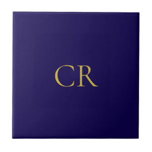 Blaue und goldene Farbmonogramm moderne Minimalist Fliese