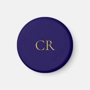 Blaue und goldene Farbmonogramm moderne Minimalist Magnet