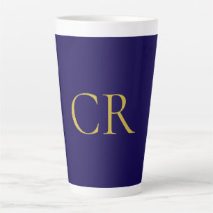 Blaue und goldene Farbmonogramm-Moderne Minimalist Milchtasse