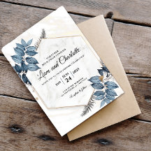 Blaue und goldene florale geometrische Hochzeitsei