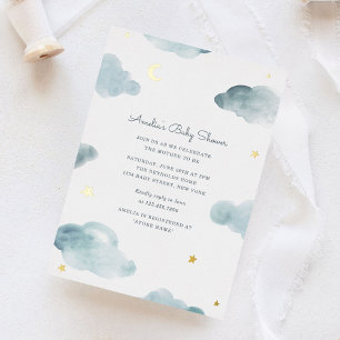 Blaue und goldene Folie Süße Träume Baby Shower Ei Folieneinladung