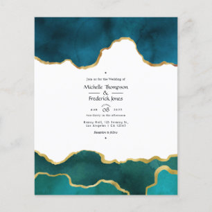 Blaue und goldene Geode-Achatstein-Hochzeit Flyer