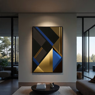 Blaue und goldene Geometrie Leinwanddruck