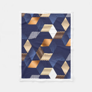 Blaue und goldene geometrische abstrakte Fleece-De Fleecedecke