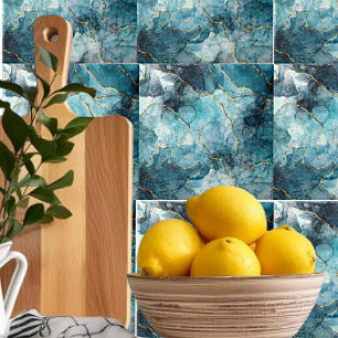 Blaue und goldene glitzernde Marmor-Keramikfliese Fliese