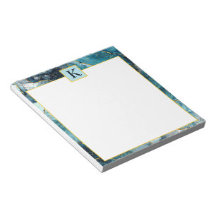 Blaue und goldene glitzernde Marmor-Monogramm Notizblock