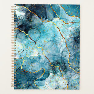Blaue und goldene glitzernde Murmel Planer