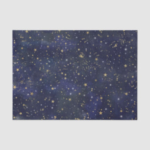 Blaue und goldene himmlische Sterne whimservolle W Seidenpapier