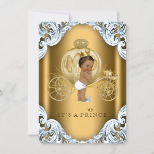 Blaue und goldene Kutsche Ethnischer Prinz Baby Sh Einladung