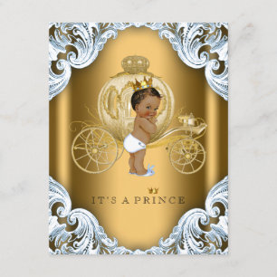 Blaue und goldene Kutsche ethnischer Prinz Baby Sh Einladung