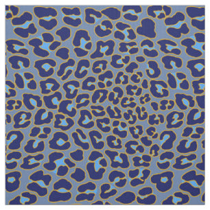 Blaue und goldene Leoparden Stoff