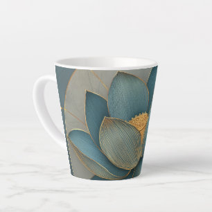 Blaue und goldene Lotusblume geometrische Linie Milchtasse