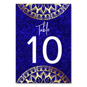 Blaue und goldene Mandala-Tischnummer Tischnummer