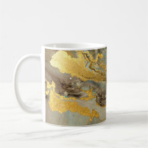Blaue und goldene Marmormuster Kaffeetasse