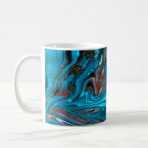 Blaue und goldene Marmorstruktur. Goldmarmor liqu Kaffeetasse