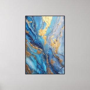 Blaue und goldene Mineral-Drift-Abstraktion Leinwanddruck