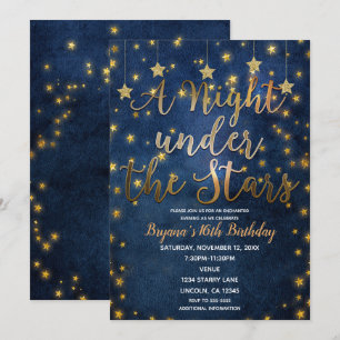 Blaue und goldene Nacht unter den Sternen - Himmel Einladung