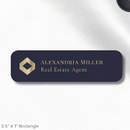 Blaue und goldene Navy-Logo Namensschild