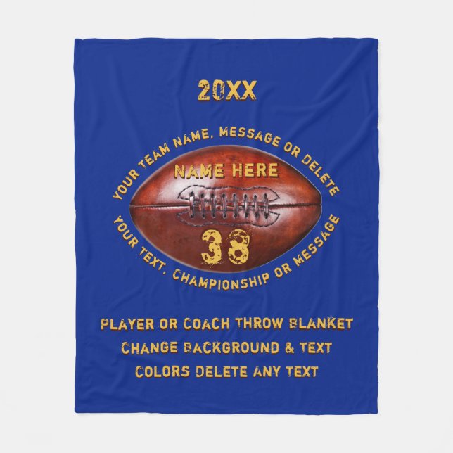 Blaue und goldene Personalisierte Fußballschuhe Fleecedecke (Vorderseite)