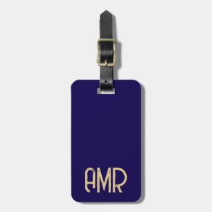 Blaue und goldene personalisierte Monogramm Gepäckanhänger