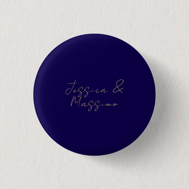 Blaue und goldene professionelle, trendy minimalis button (Vorderseite)