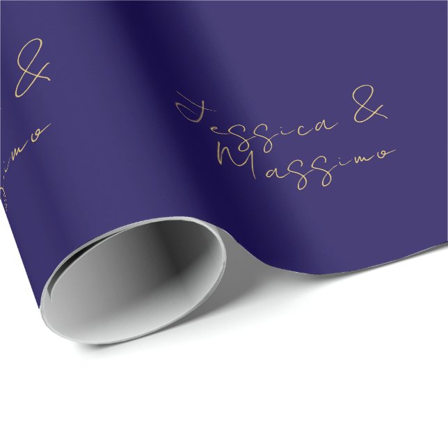 Blaue und goldene professionelle, trendy minimalis geschenkpapier (Rolleneckpunkt)