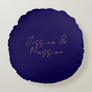 Blaue und goldene professionelle, trendy-minimalis rundes kissen