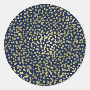 Blaue und goldene Punkte Konfetti Elegante Schick  Runder Aufkleber