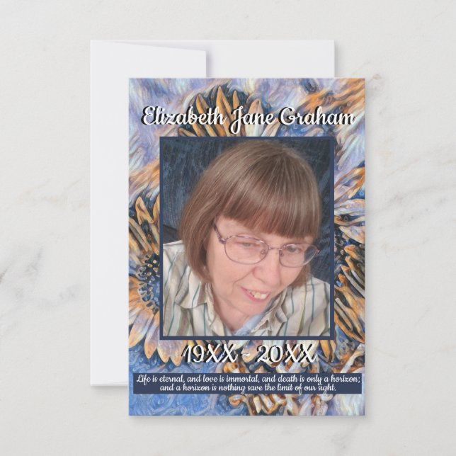 Blaue und goldene Sonnenblumen | FOTO | Zitate (Vorderseite)