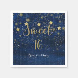 Blaue und goldene sternenklarer Himmel Süßigkeiten Serviette