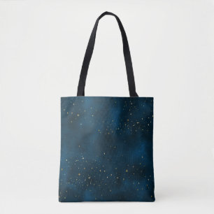 Blaue und goldene Sternenzeit Tasche