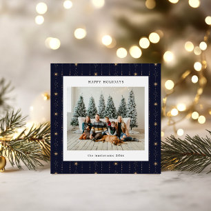 Blaue und goldene Sterntapete Foto-Weihnachtskarte Feiertagskarte