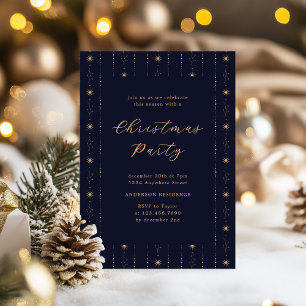 Blaue und goldene Weihnachtszeit-Party Einladung