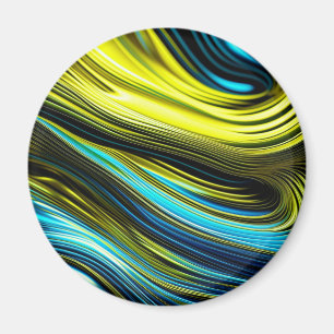 Blaue und goldfarbene Abstrakte Seide- und Satin-R Magnet