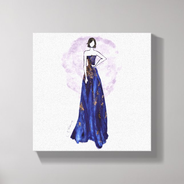 Blaue und goldummantelte Canvas Leinwanddruck (Vorderseite)