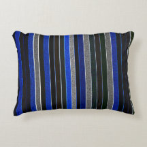 Blaue und Granitstreifen Accent Pillow