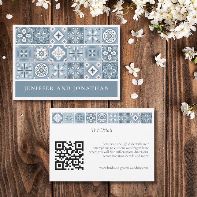 BLAUE UND GRAU SPANISCHE TILES ENCLOUSURE CARD (Von Creator hochgeladen)