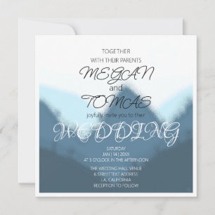 Blaue und graue Berge Elegante Hochzeit Einladung