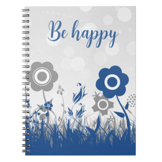 blaue und graue Blume Notizblock